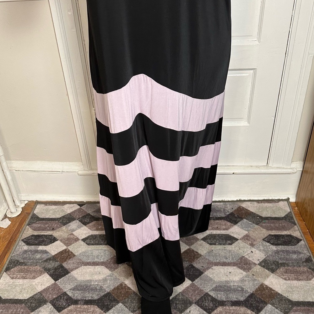 Dora Landa Maxi Dress Black & Pink‎ Boho Fairy Grunge Flowy Drapes Neck Casual - Picture 6 of 15